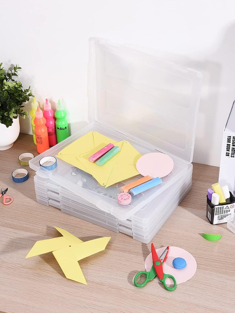 Denkee 4 Pack A4 Paper Organizer Box, Plastic Scrapbook Paper Organizer Containers for Craft and Arts Storage, Portable Board Game Storage for Art Supplies 8.5" x 11" US Letter - Image 5